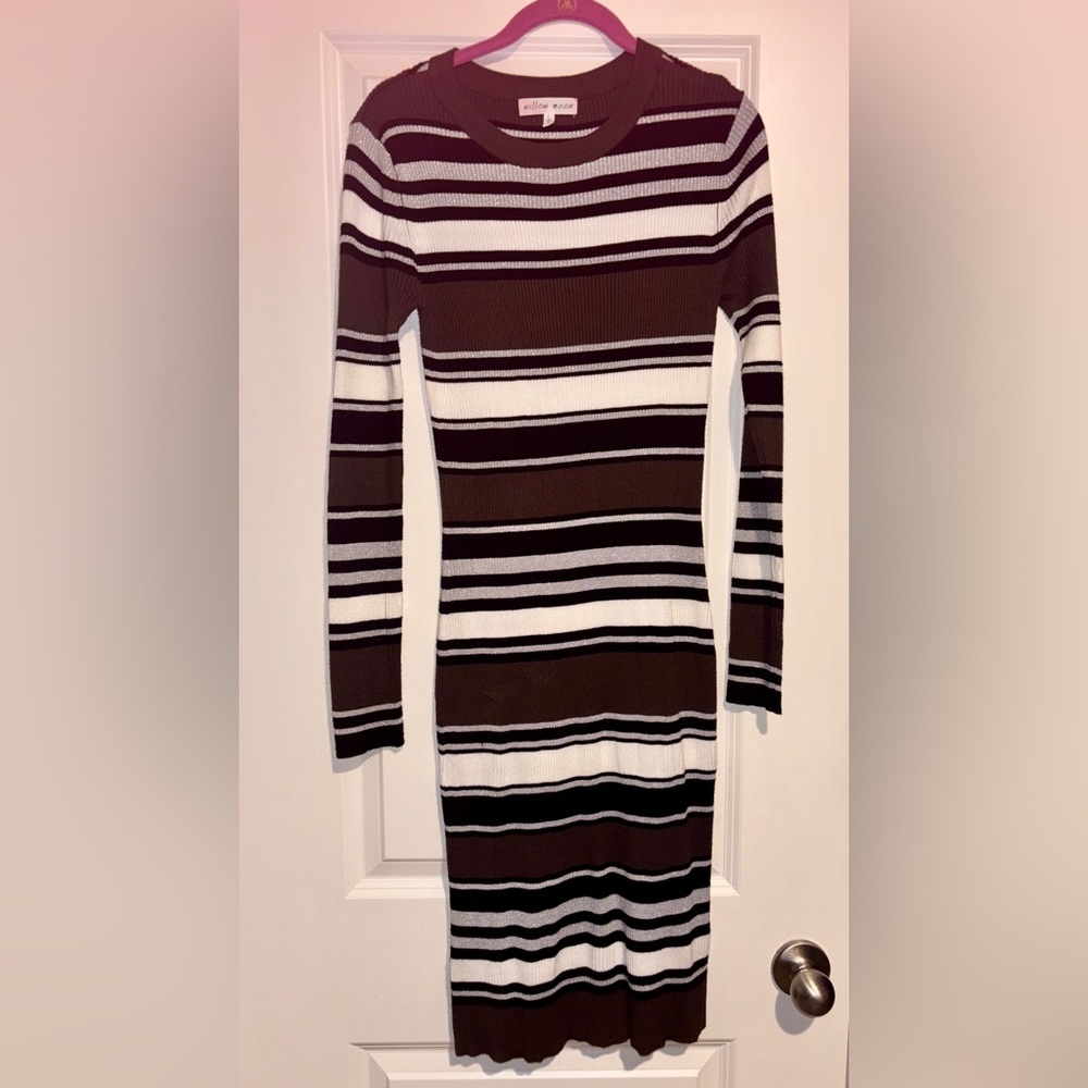 Willow Brown and White Striped Long Sleeve Dress